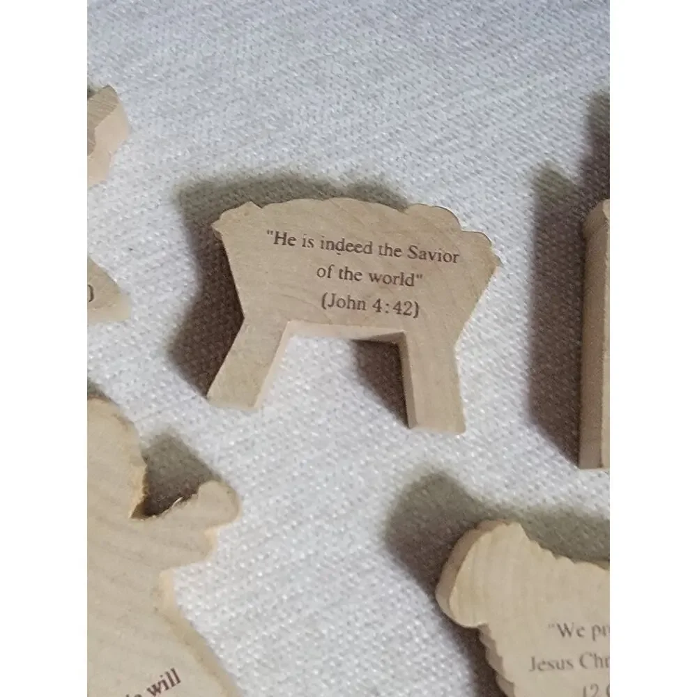 5 Piece Wooden Bethlehem Nativity Village with Bible Quotes